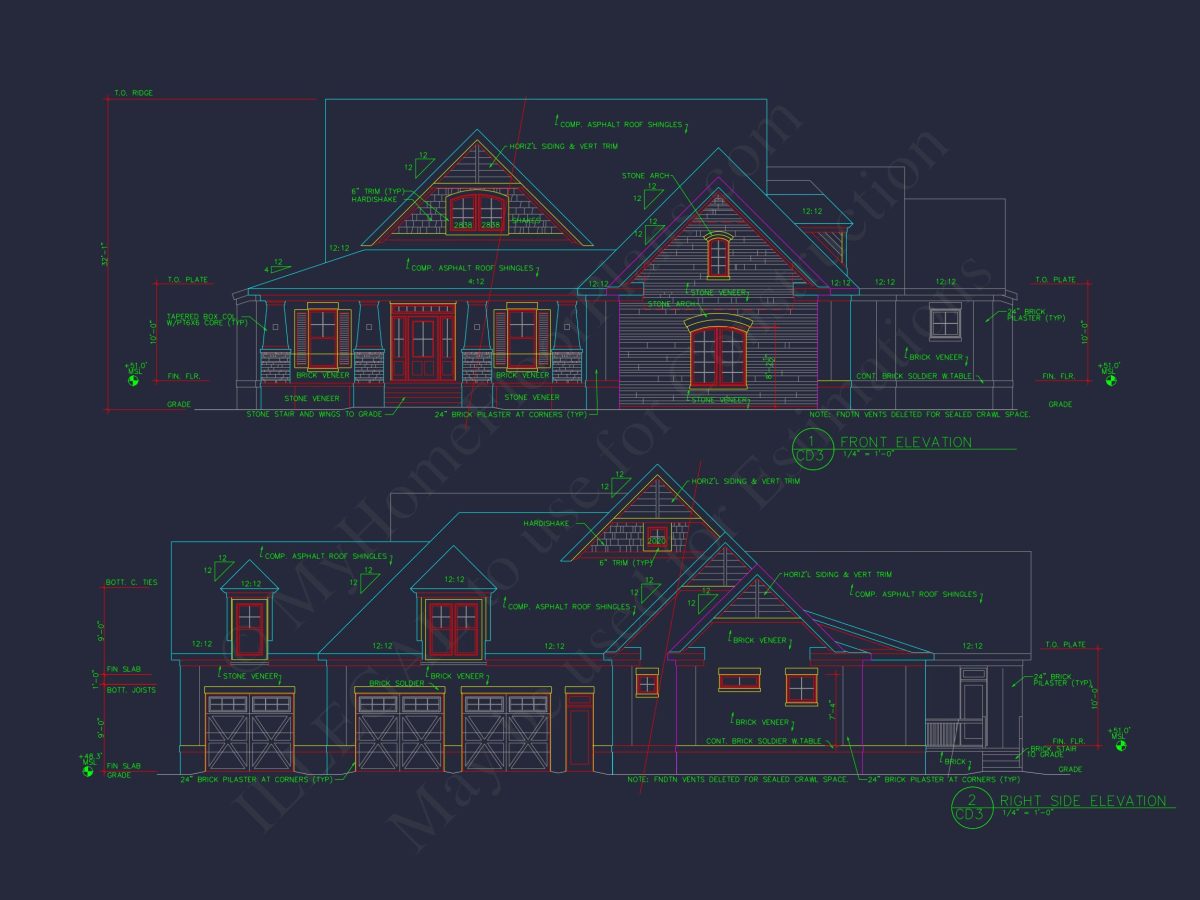 Spacious house Plan with 2-Story Designs, 4 Bedrooms & CAD