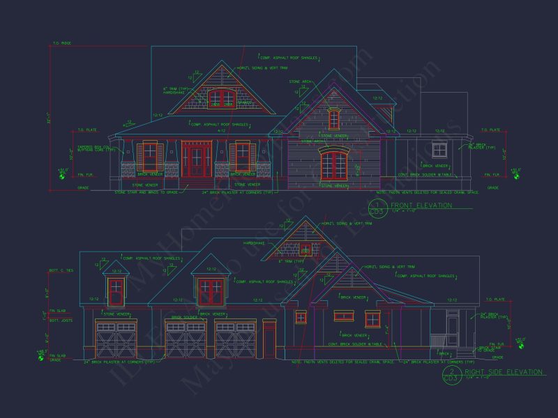 Spacious house Plan with 2-Story Designs, 4 Bedrooms & CAD