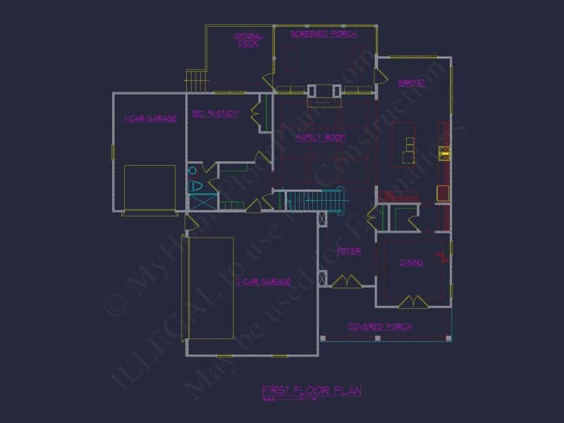 Spacious house Plan with 3D CAD Designs, Blueprint, and Floor Plans