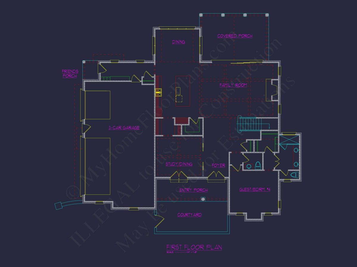 Spacious house Plan with 4 Bedrooms: Floor Plan & Designs