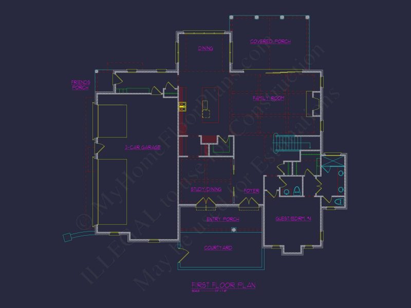 Spacious house Plan with 4 Bedrooms: Floor Plan & Designs