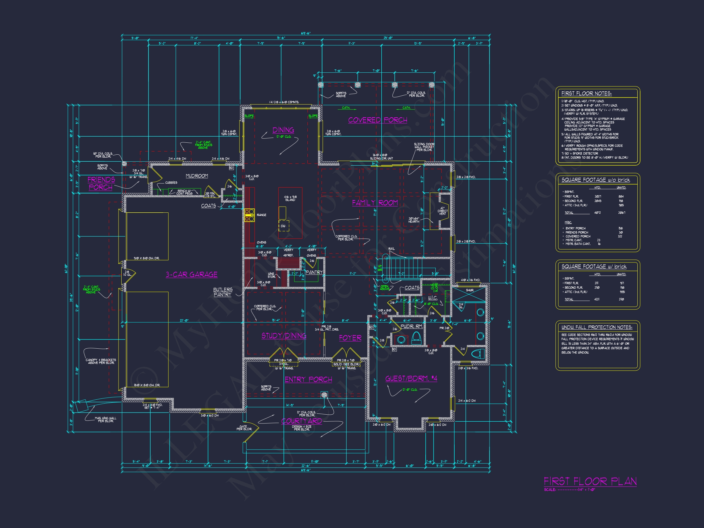 Spacious Home Plan with 4 Bedrooms: Floor Plan & Designs