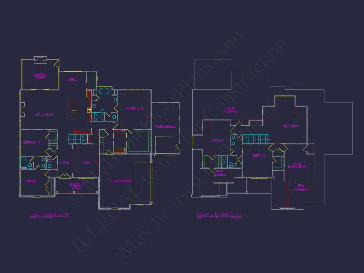 Spacious house Plan with 4 Bedrooms, CAD Designs & Blueprint