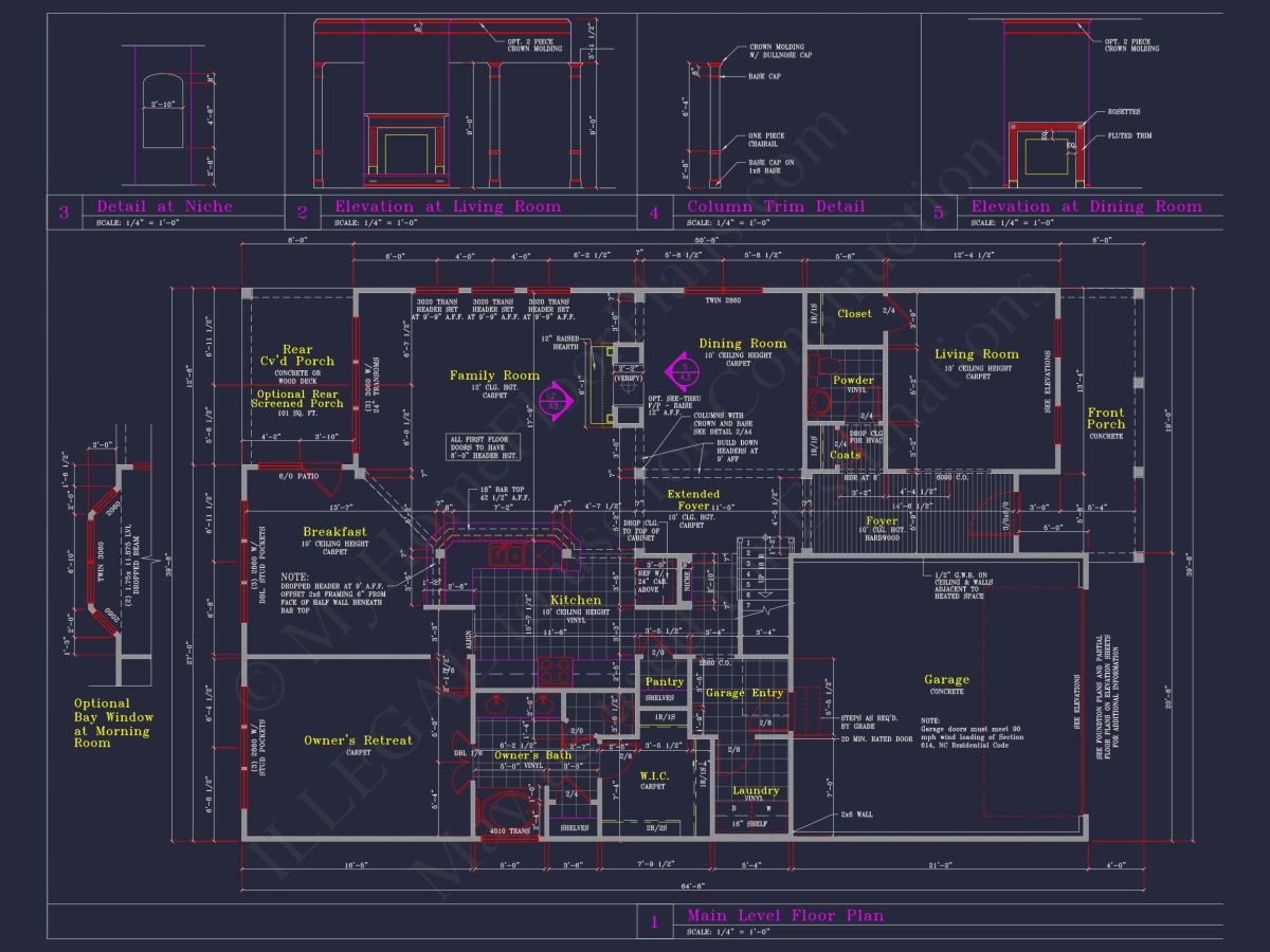 Spacious house Plan with 4 Elevations and 1.5 Story Designs