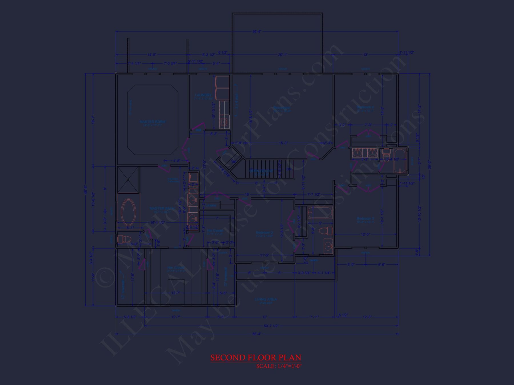 Spacious house Plan with 5 Bedrooms, CAD Blueprint Designs
