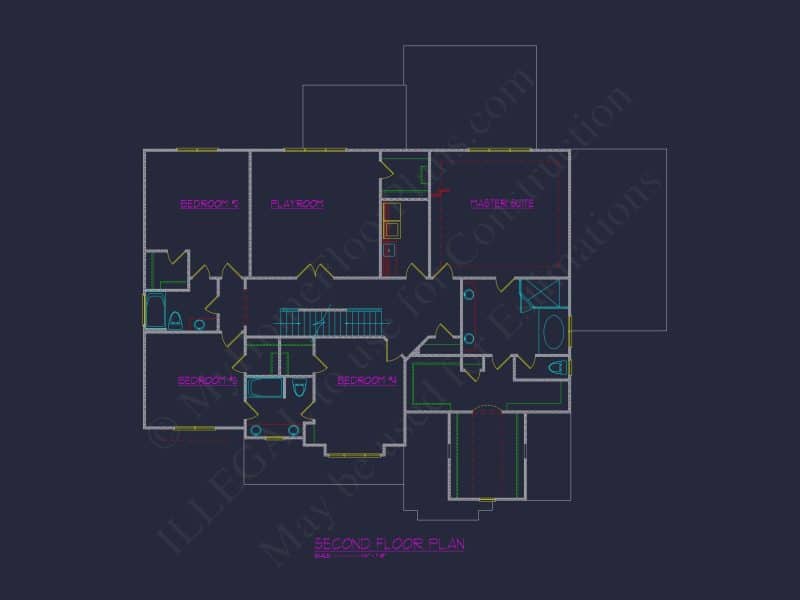 Spacious house Plan with 5 Beds, 4.5 Baths, and Modern Blueprint
