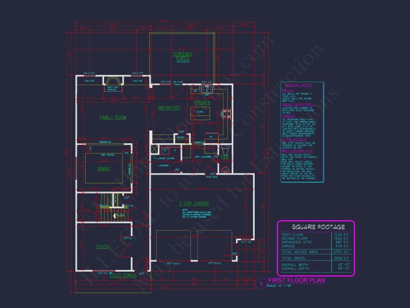 Spacious house Plan with CAD Floor Designs and Blueprint