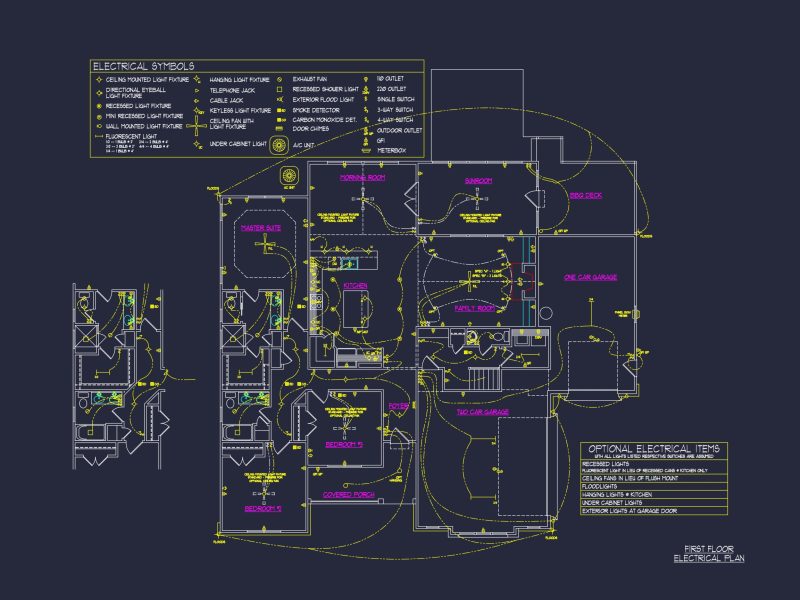 Spacious house Plan with Detailed CAD Designs and Floor Blueprint