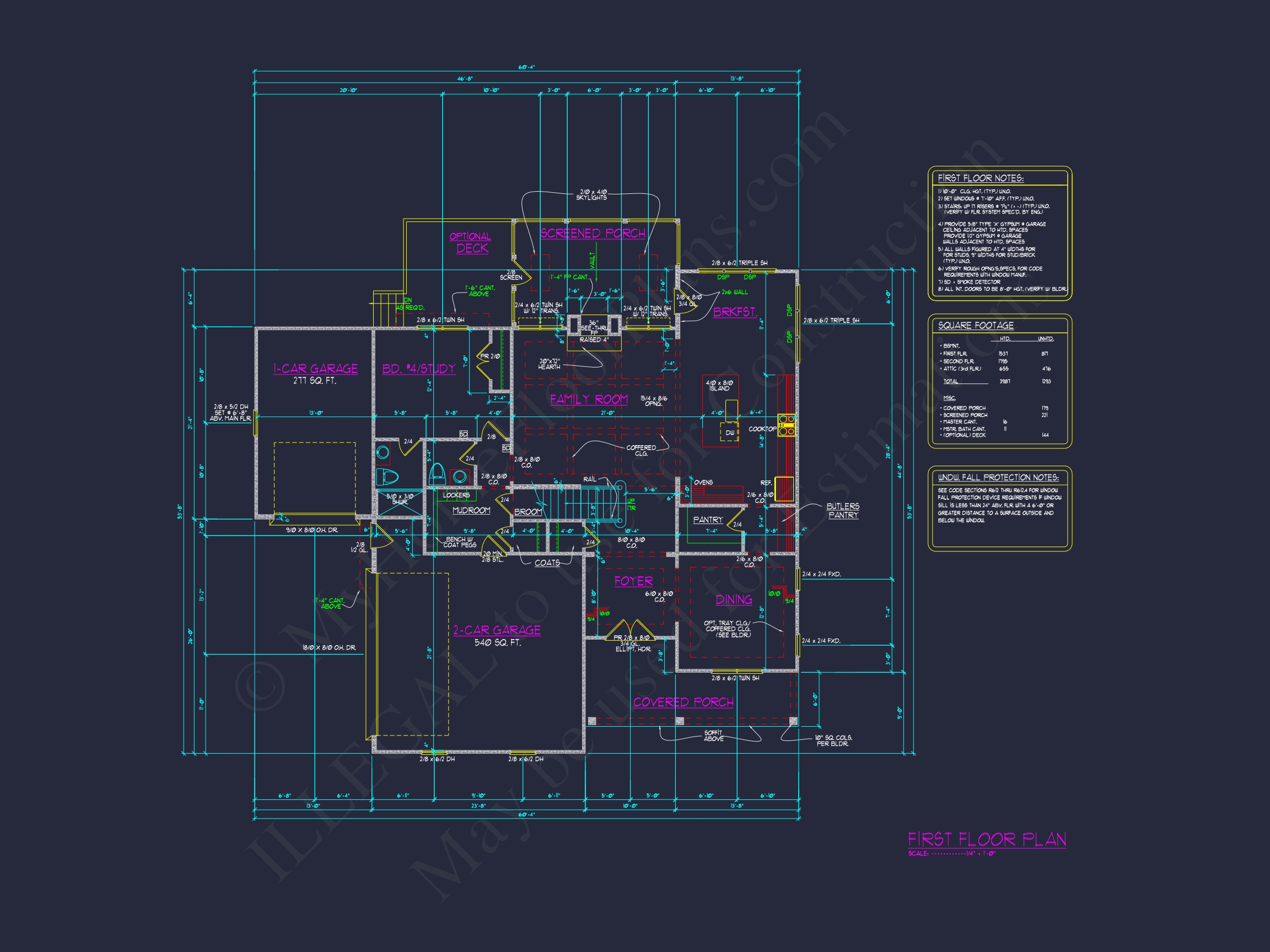 Spacious Home Plan with Floor Plan and CAD Designs