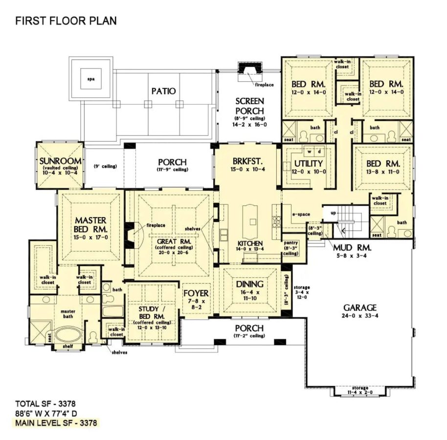 Spacious Modern Craftsman house Plan with 5 Bedroom Design