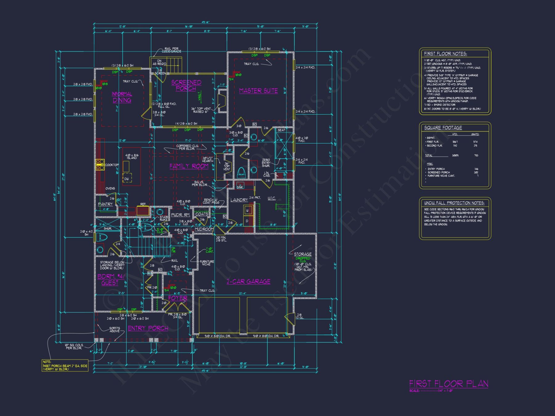 Spacious Traditional Craftsman house Plan with Detailed Blueprint