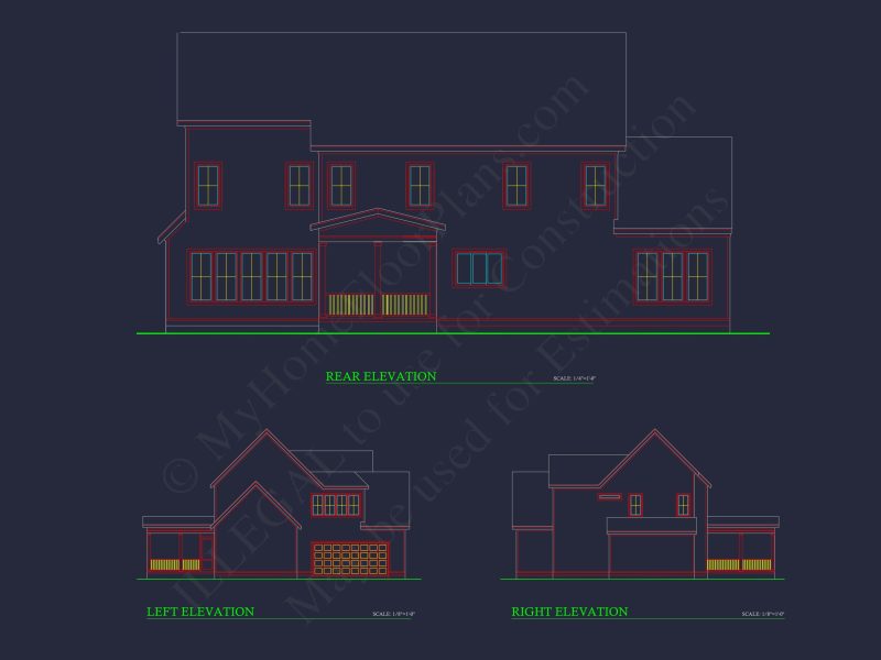 Spacious Traditional Craftsman house Plan with Detailed CAD Blueprint