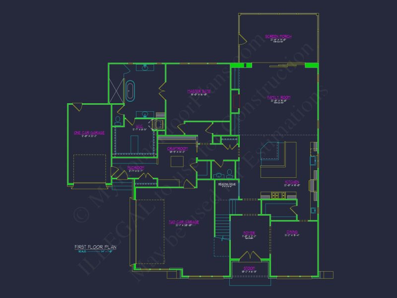 Spacious Tudor-Inspired Floor Plan with 4 Bedrooms and 3 Garages