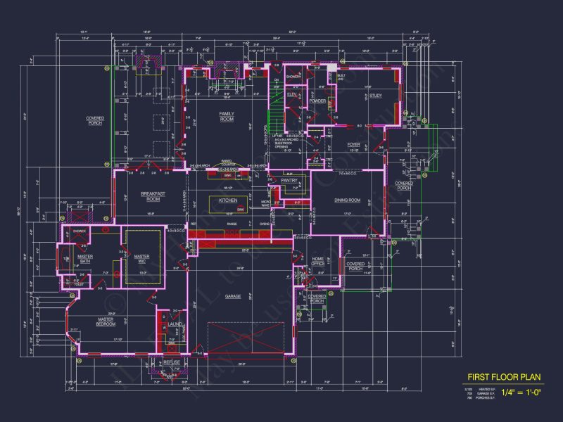 Stunning 2-Story house Floor Plan with CAD Designs & Blueprint