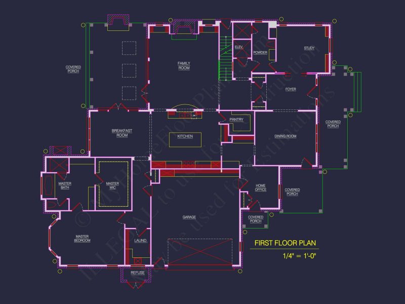 Stunning 2-Story house Floor Plan with CAD Designs & Blueprint