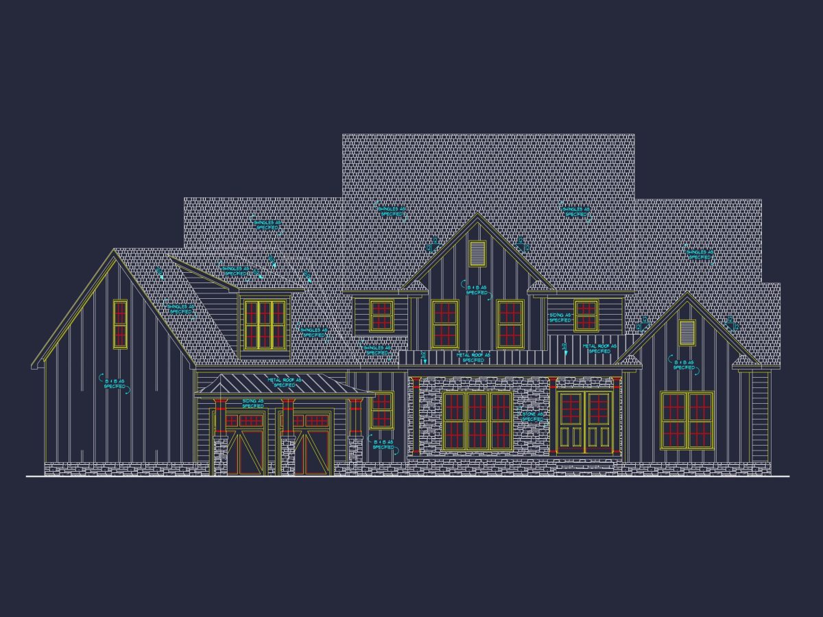 Stunning 2-Story house Plan with 3 Bedrooms and CAD Designs
