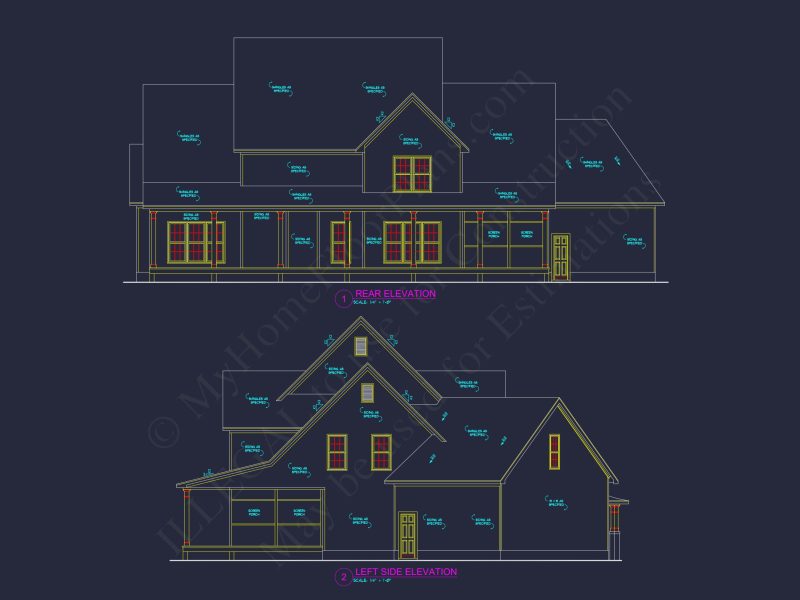 Stunning 2-Story house Plan with 3 Bedrooms and CAD Designs