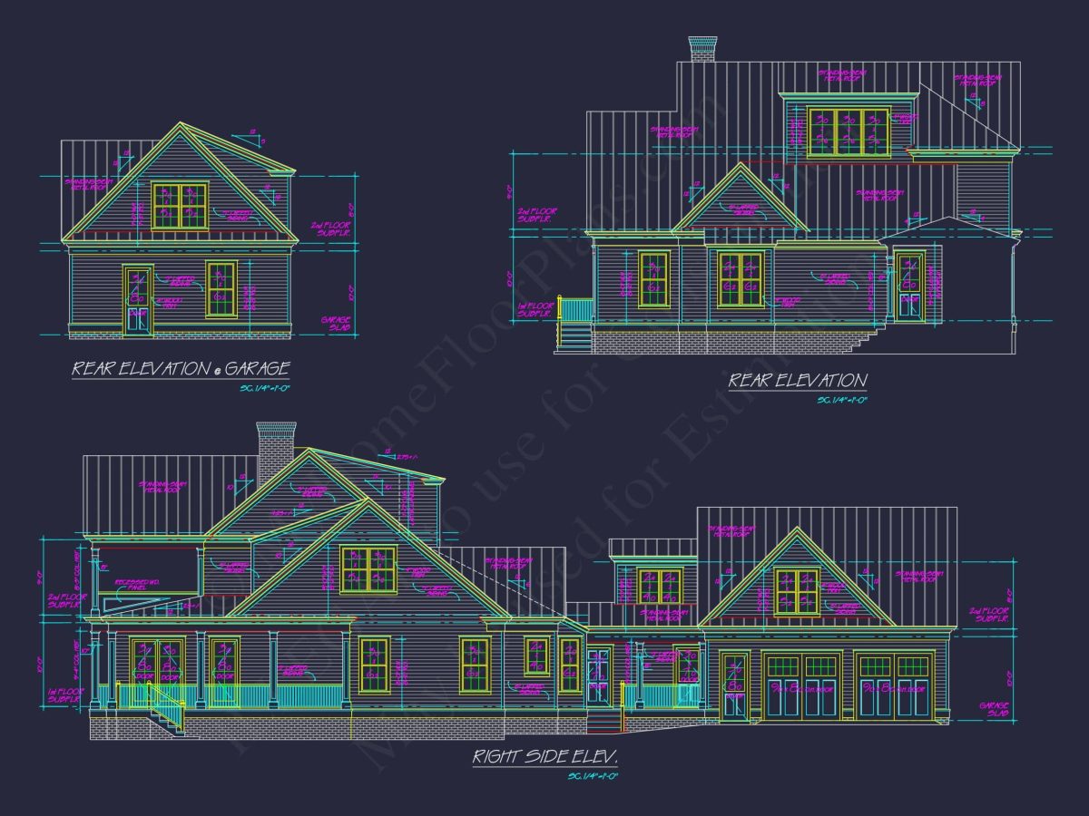 Stunning 2-Story house Plan with Detailed CAD Blueprint Designs