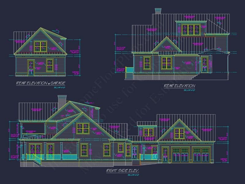 Stunning 2-Story house Plan with Detailed CAD Blueprint Designs
