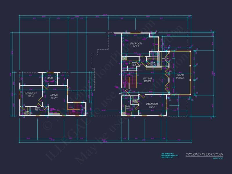 Stunning 2-Story house Plan with Detailed CAD Blueprint Designs