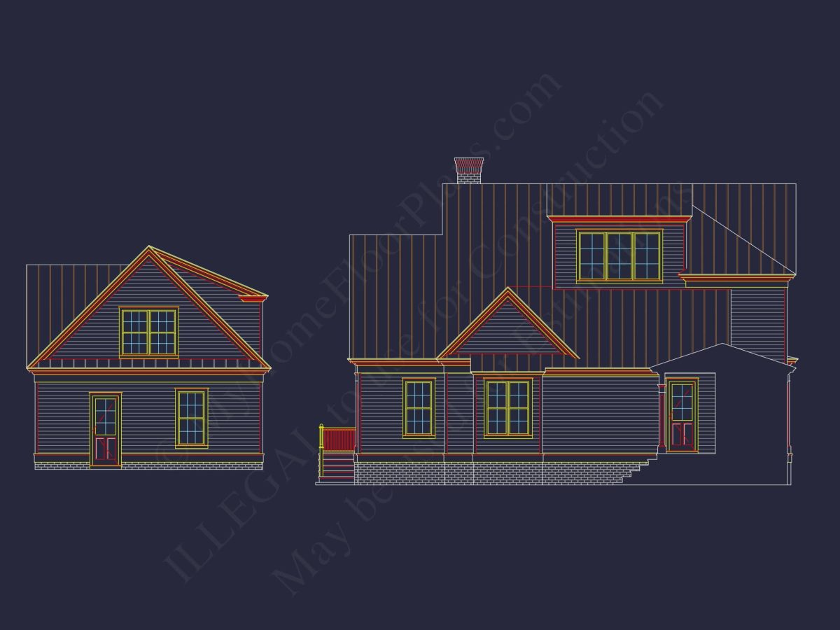 Stunning 2-Story house Plan with Detailed CAD Blueprint Designs