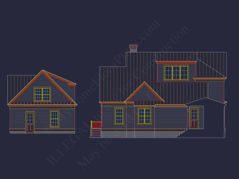 Stunning 2-Story house Plan with Detailed CAD Blueprint Designs