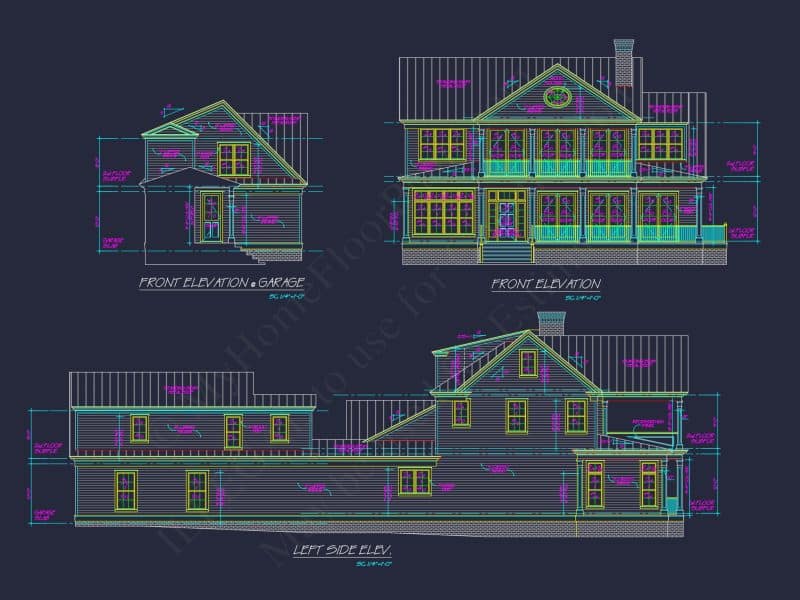 Stunning 2-Story house Plan with Detailed CAD Blueprint Designs