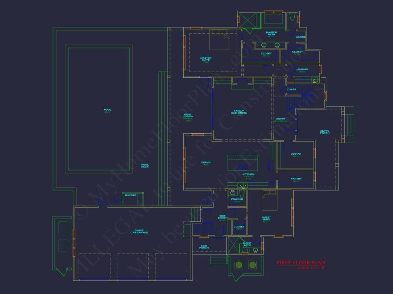 Stunning 4-Bedroom house Floor Plan with CAD Designs