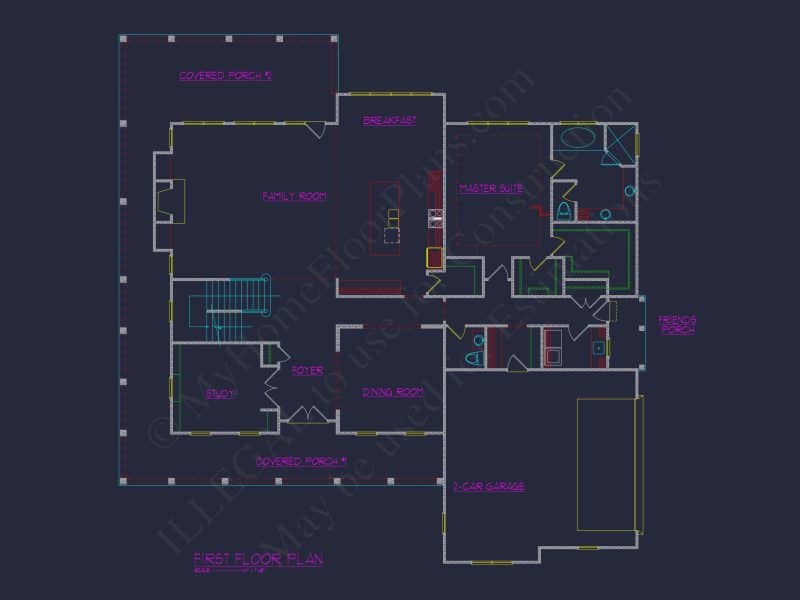 Stunning Colonial house Architecture with Complete CAD Plans