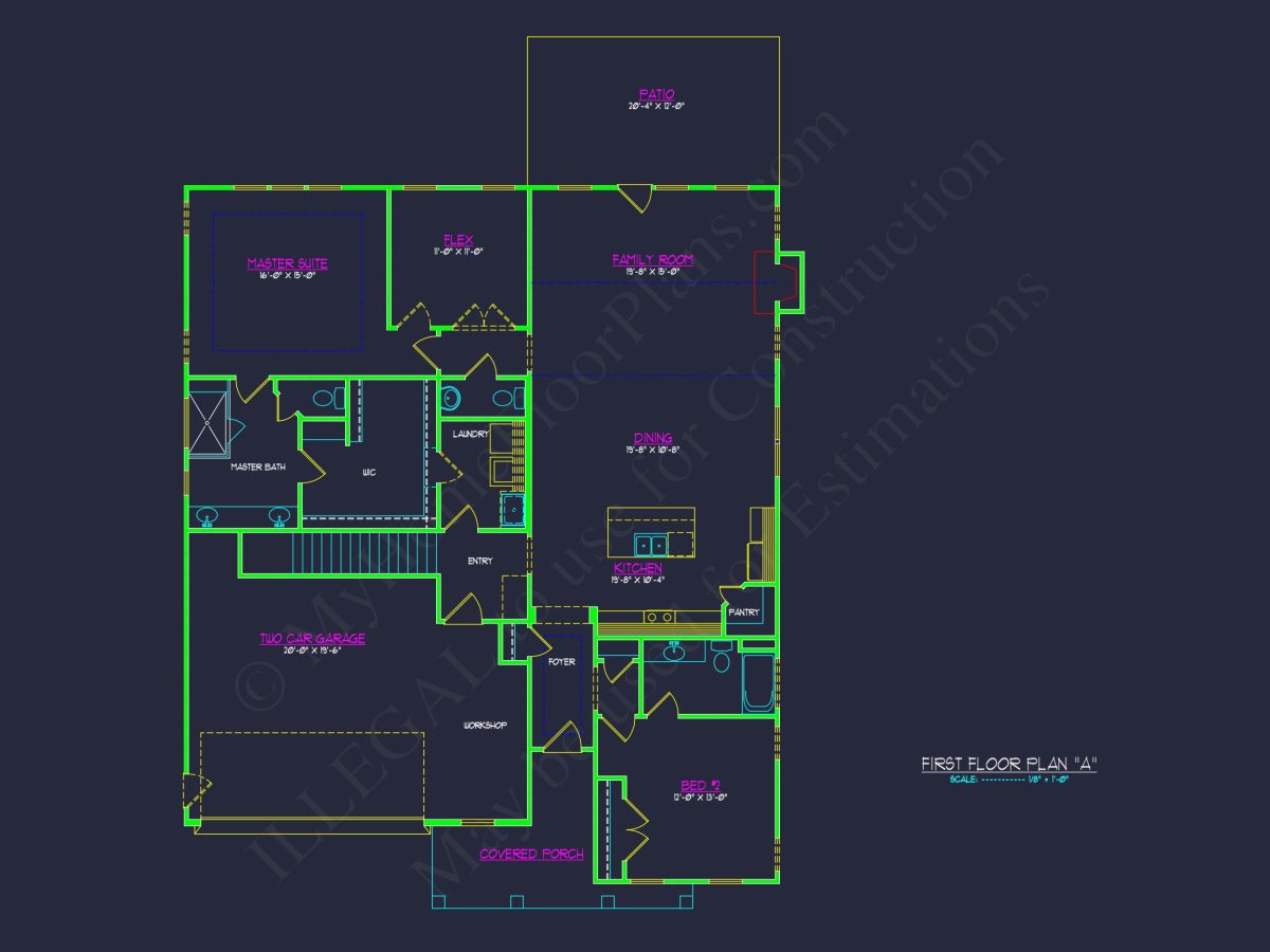 Stunning Craftsman house Plan with Open Floor Design and CAD Blueprint