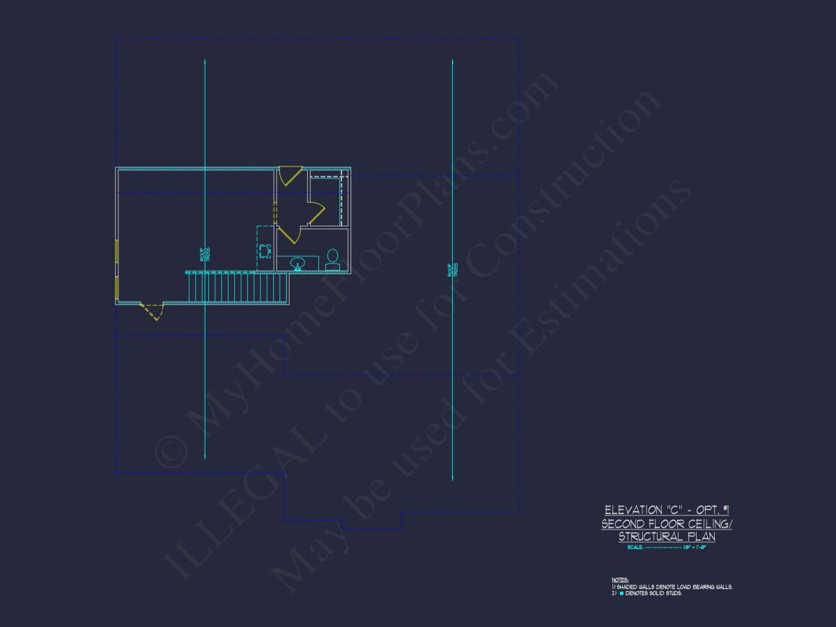 "Craftsman style house with open floor concept and accompanying CAD blueprint"