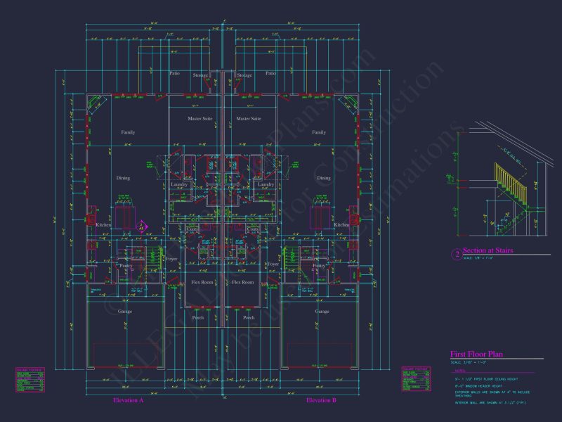 Stunning Duplex house Plan with CAD Designs and Blueprints