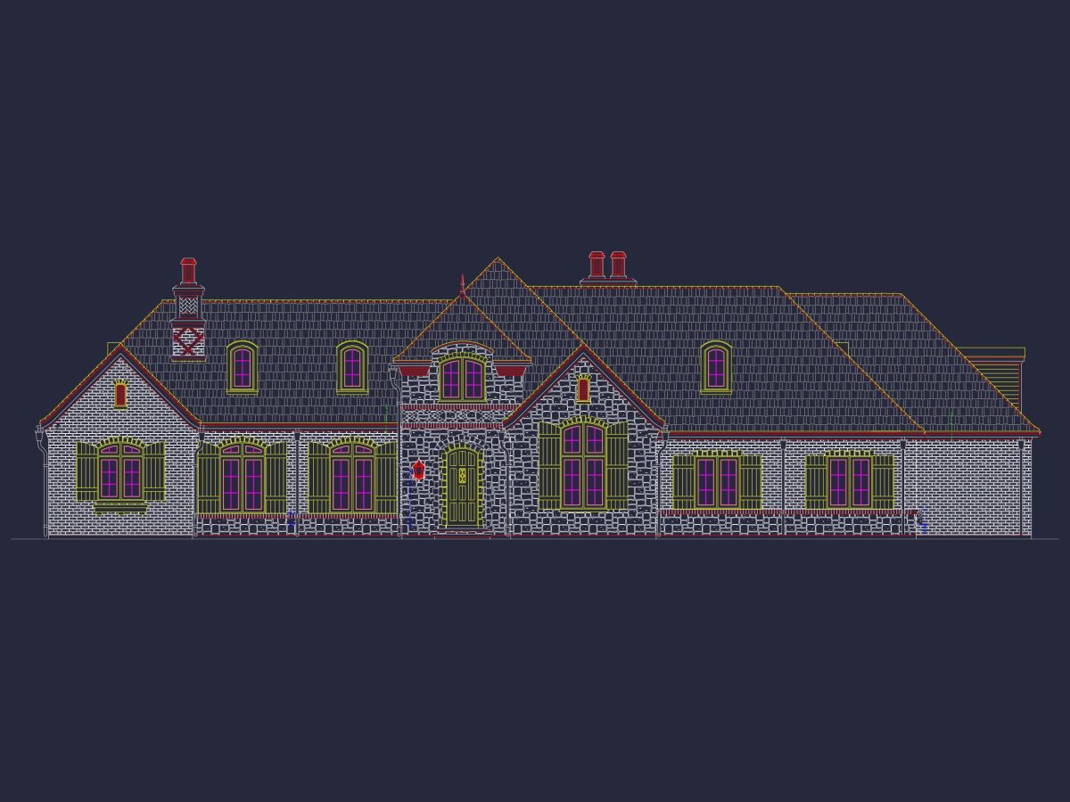 Stunning French Country house Plan with 1.5 Stories & CAD Designs