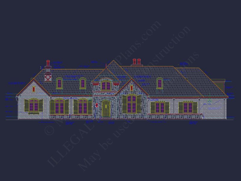 Stunning French Country house Plan with 1.5 Stories & CAD Designs