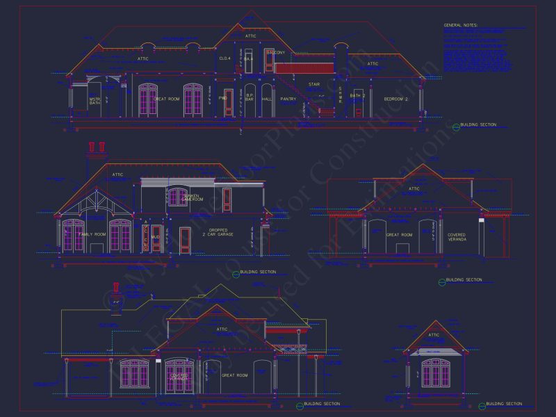 Stunning French Country house Plan with 1.5 Stories & CAD Designs