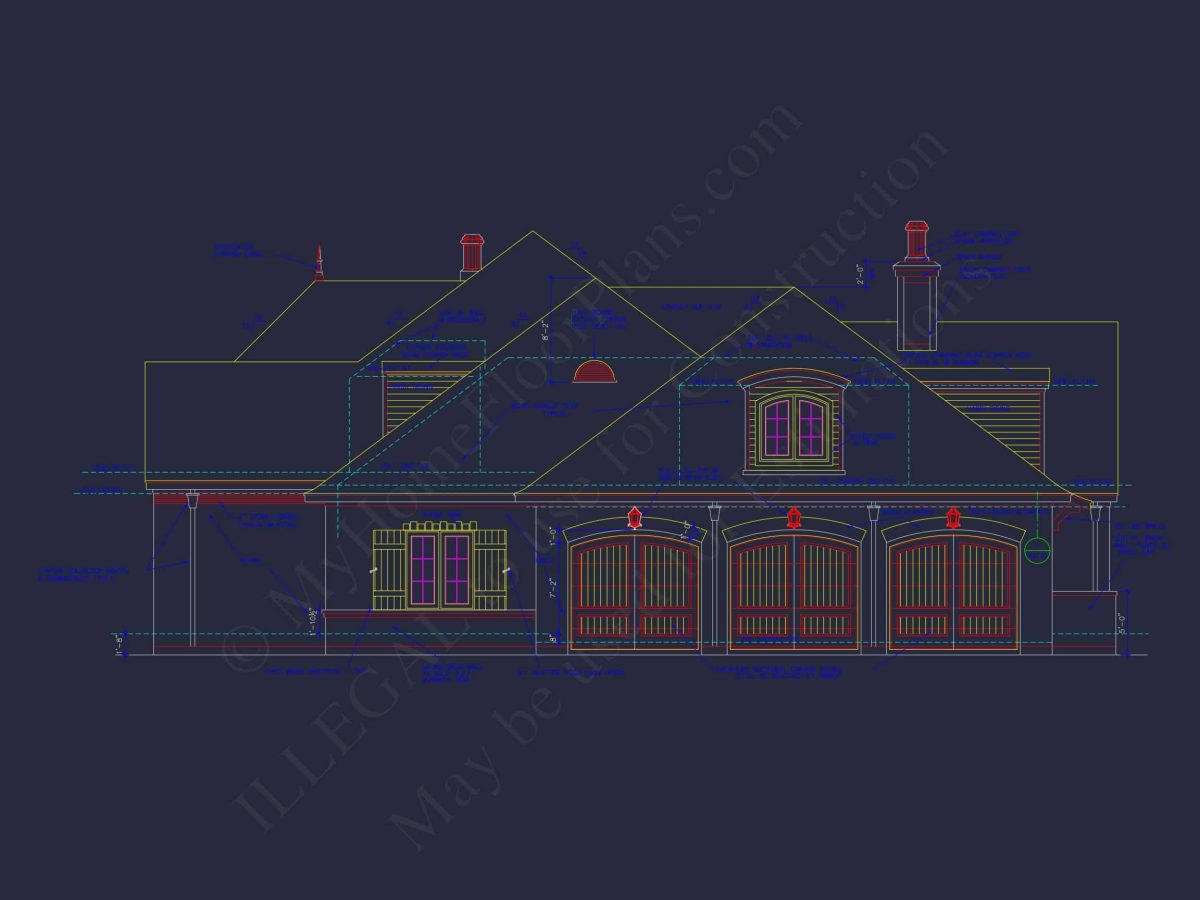 Stunning French Country house Plan with 1.5 Stories & CAD Designs