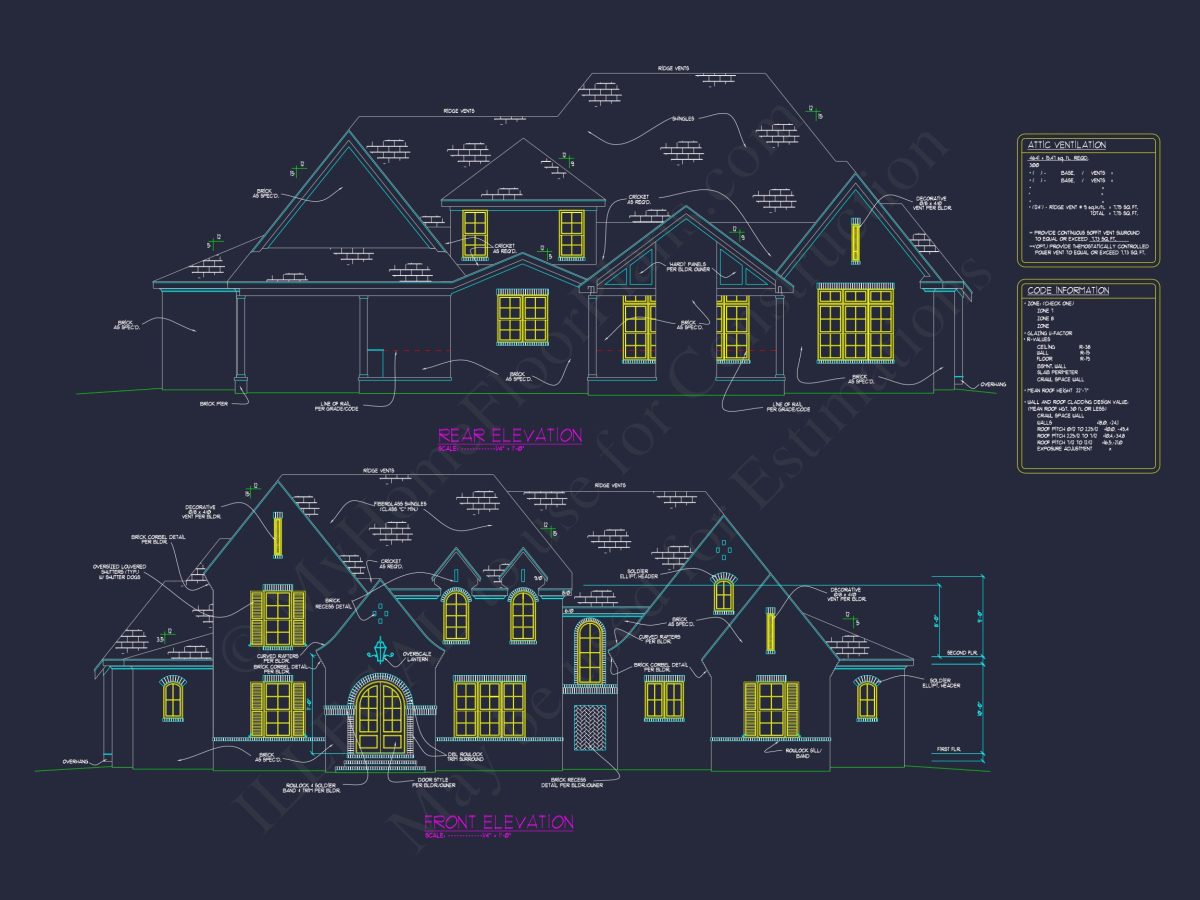 Stunning French Country house Plan with CAD Designs & Blueprint