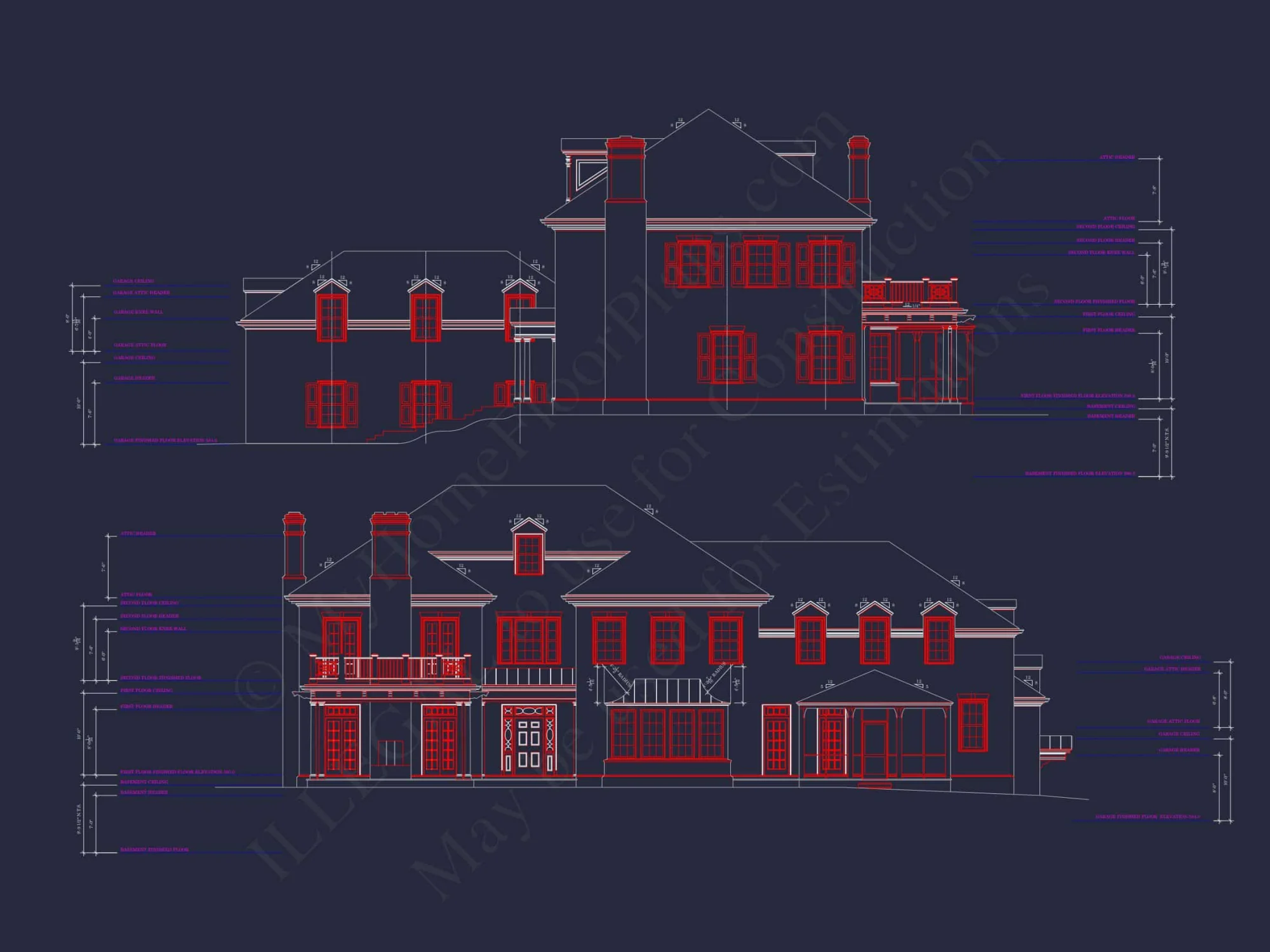 Stunning Georgian house Plan with 4 Beds, 7 Baths, and 3 Stories