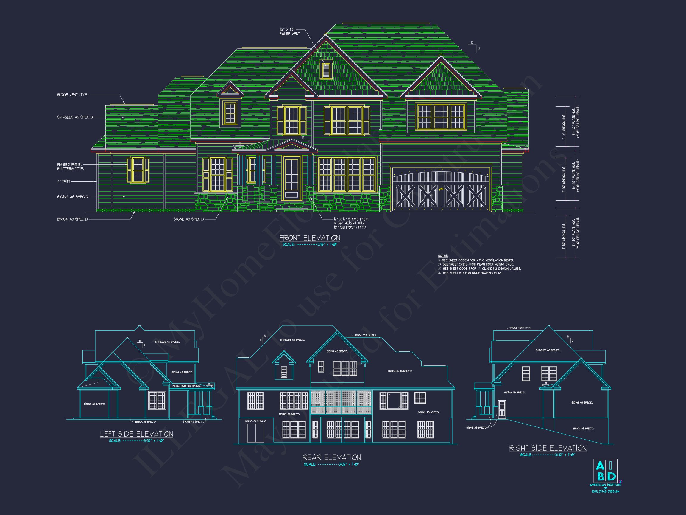 Stunning Home Blueprint with Floor Plan & CAD Designs