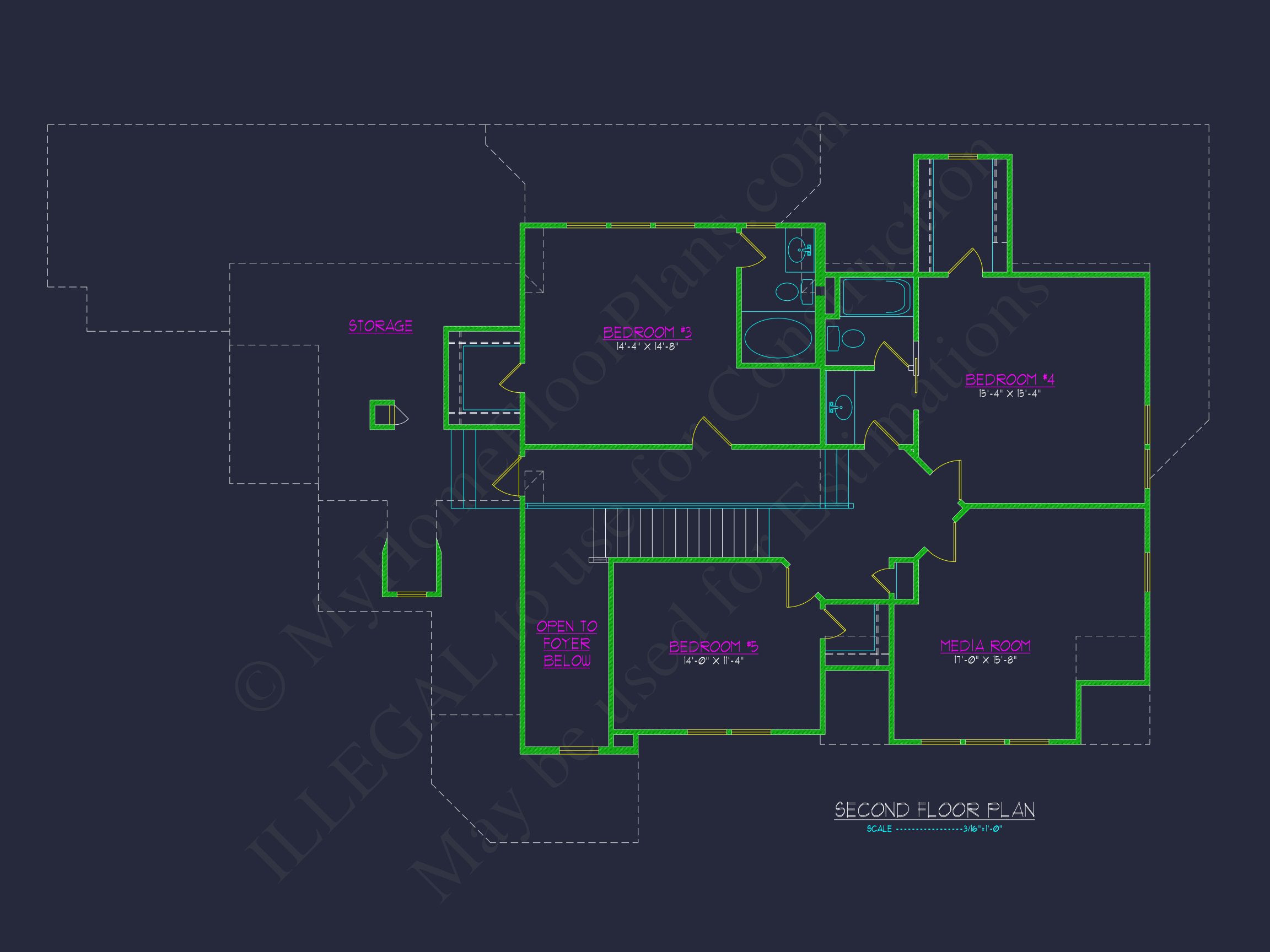 Stunning Home Blueprint with Floor Plan & CAD Designs