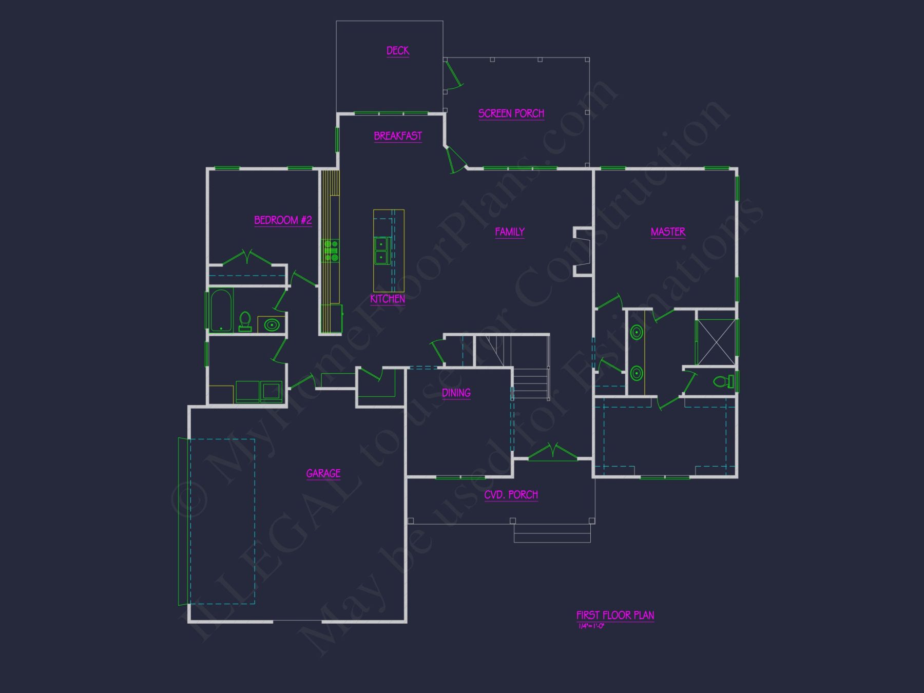 Stunning house CAD Floor Plan with 4 Bedrooms and 2 Garage Bays
