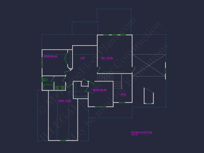 Stunning house CAD Floor Plan with 4 Bedrooms and 2 Garage Bays