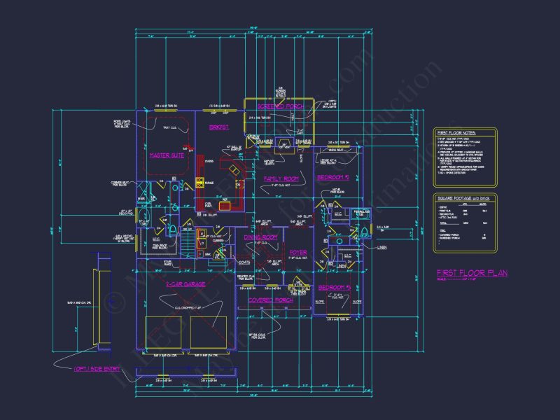 Stunning house Floor Plan: 4-Bedroom CAD Architectural Designs