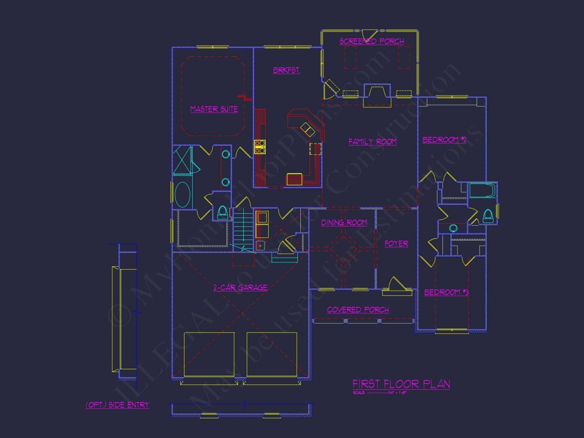 Stunning house Floor Plan: 4-Bedroom CAD Architectural Designs