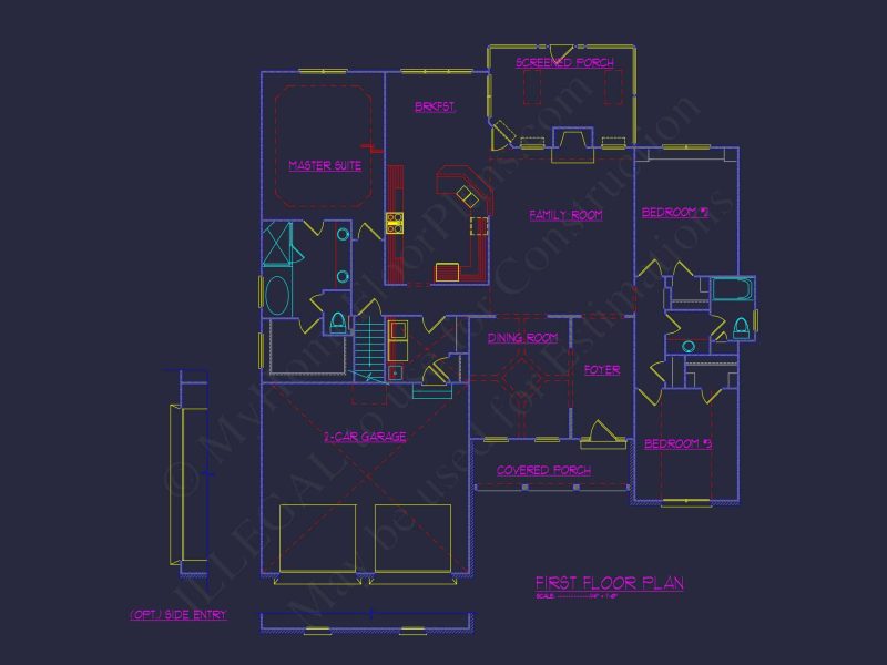 Stunning house Floor Plan: 4-Bedroom CAD Architectural Designs