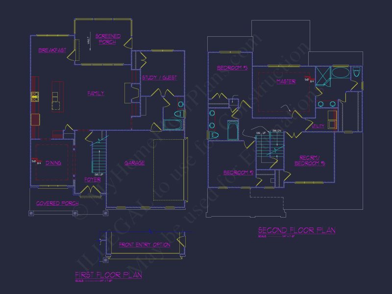 Stunning house Floor Plan with 2.5 Floors & CAD Blueprints