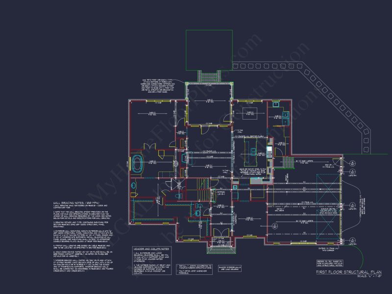 Stunning house Floor Plan with CAD Blueprints and 2-Story Design