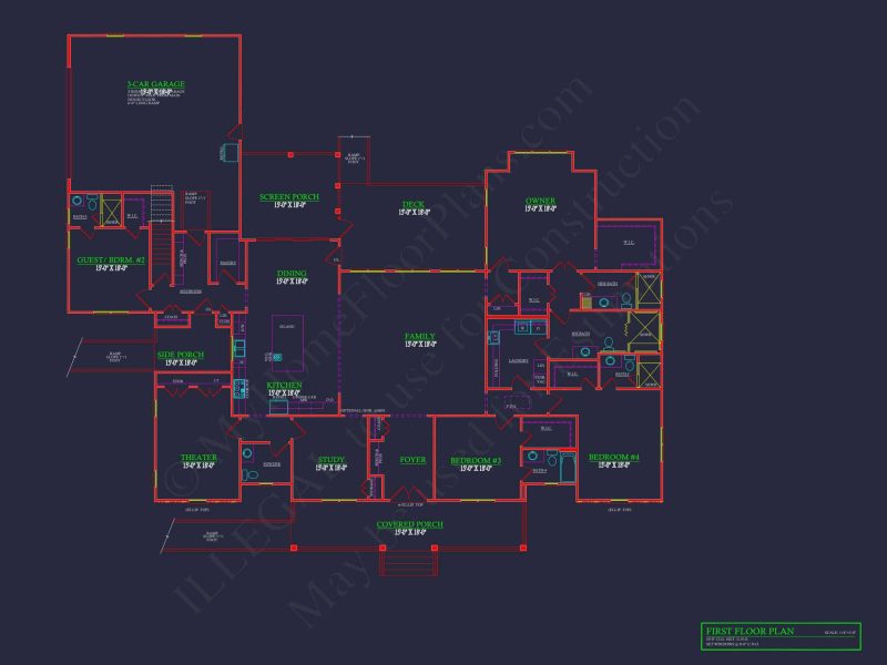 Stunning house Floor Plan with Open Layout, CAD Designs & Blueprint