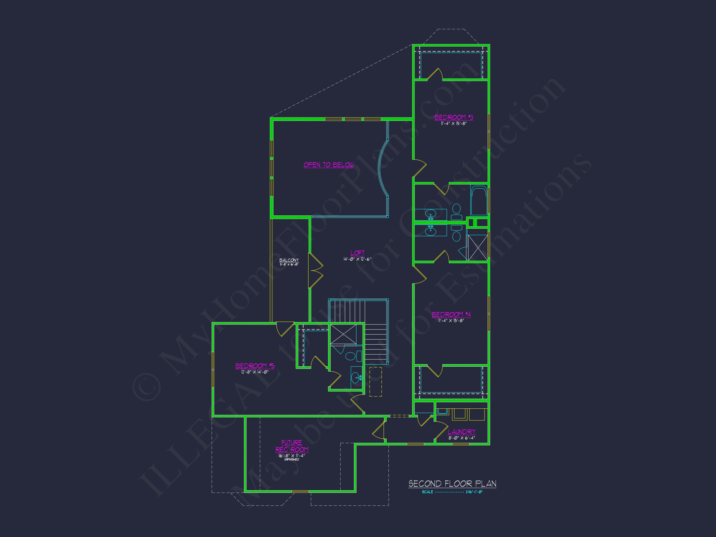 Stunning house Floor Plan – 5 Bedrooms,2 Floors,CAD Designs