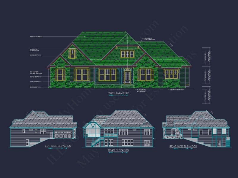 Stunning house Plan Blueprint with Floor Designs and CAD